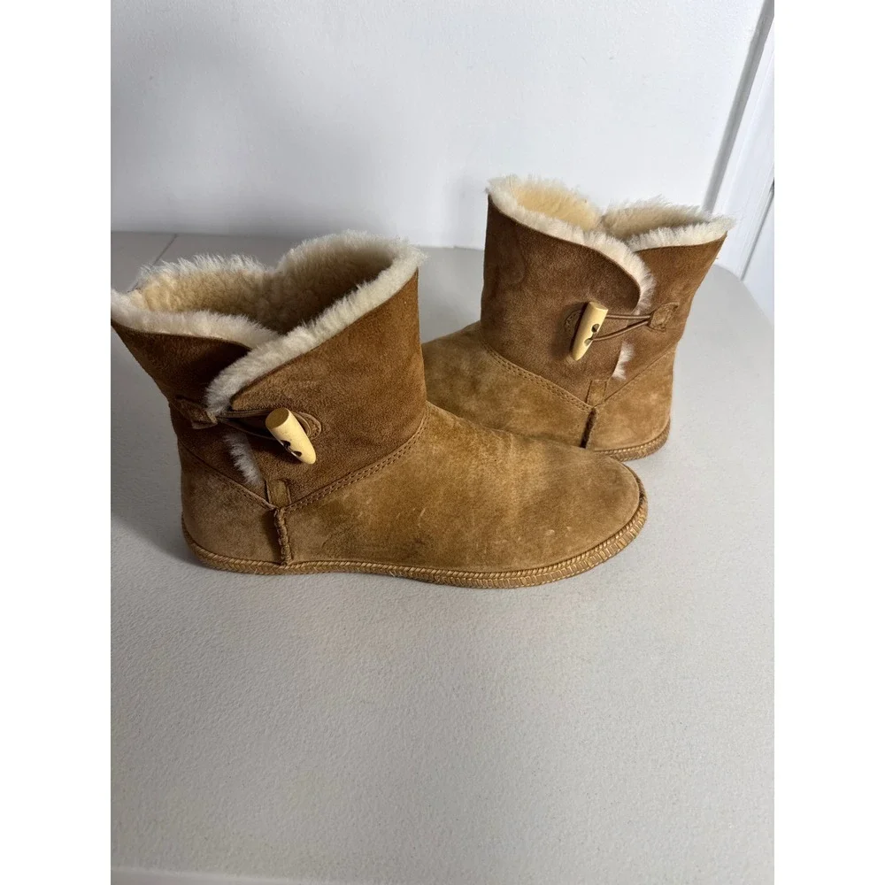 UGG Australia Isadora Chestnut Suede Shearling Toggle Boots 1007755 Womens 9